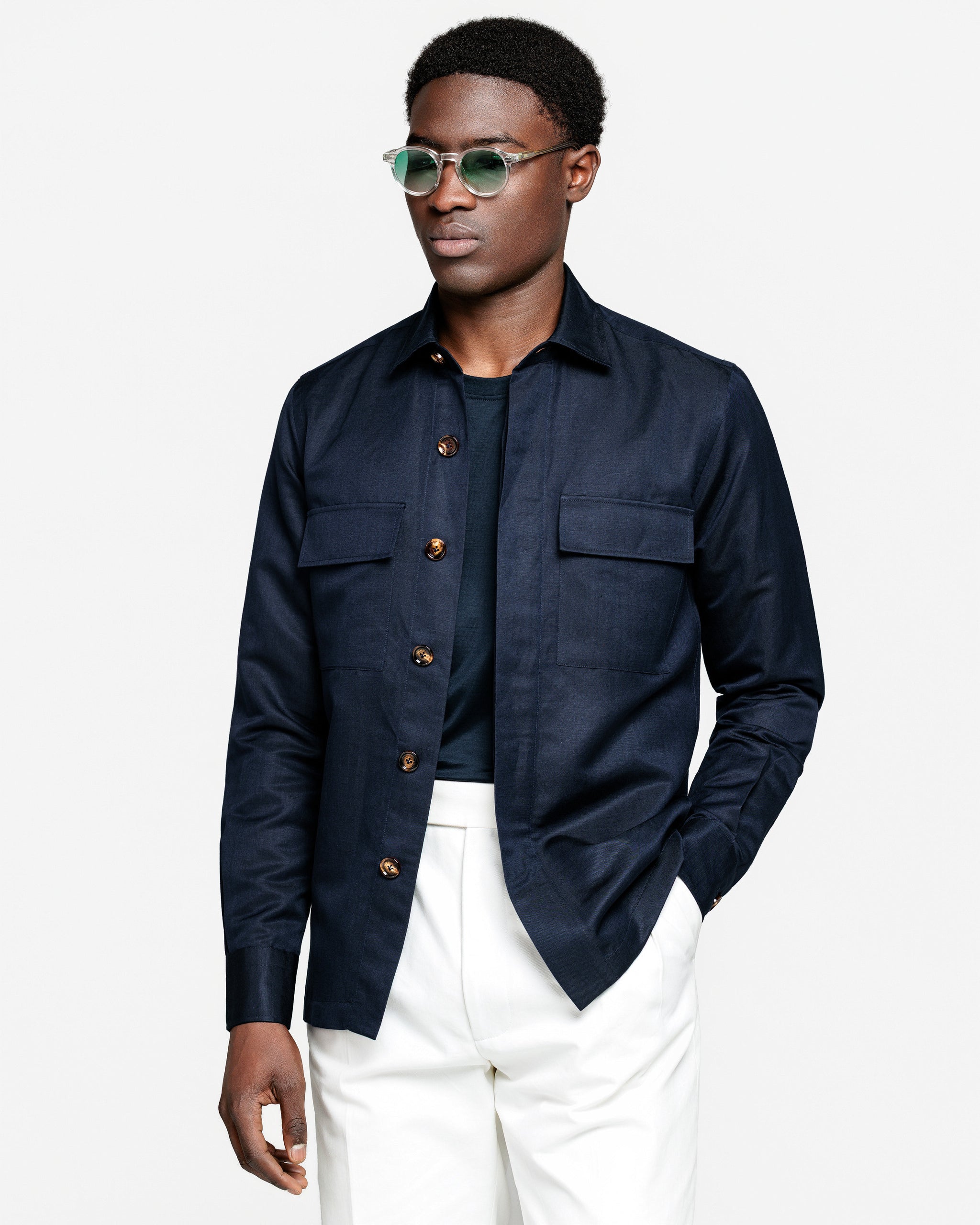 Blue Overshirt in Linen Silk | Filatori 