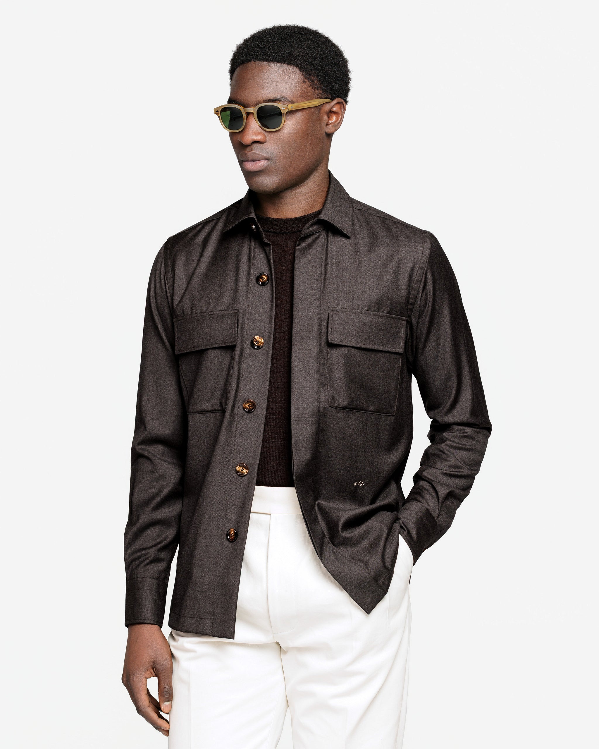 Overshirt in Brown Fresco Wool Super 150's | Filatori 