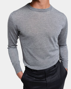 Maglia manica lunga Girocollo tinta unita Grigio Carbone Cashmere Seta | Filatori