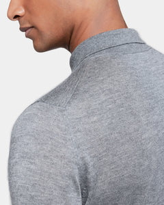 Maglia manica lunga Polo tinta unita Grigio Carbone Cashmere Seta | Filatori