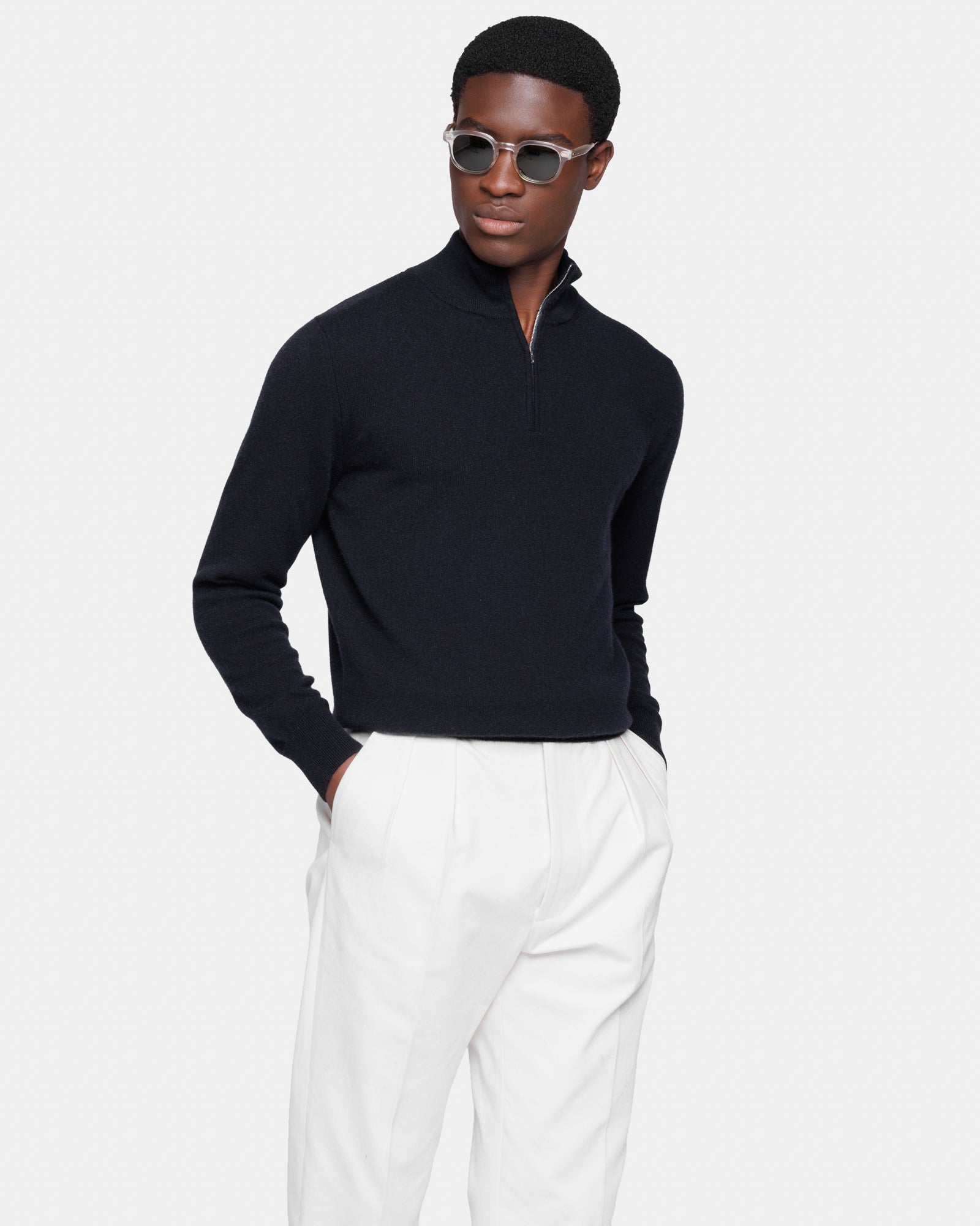 Blue Half Zip Knitwear in 100% Pure Cashmere Crown Reserve | Filatori