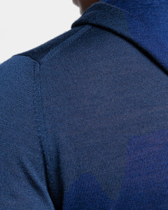 Blue Long Sleeved Hoodie Knitwear in Extrafine Merino Wool and Silk | Filatori