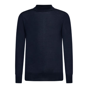 Blue Long Sleeved Highneck Knitwear in Cashmere Mulberry Silk | Filatori