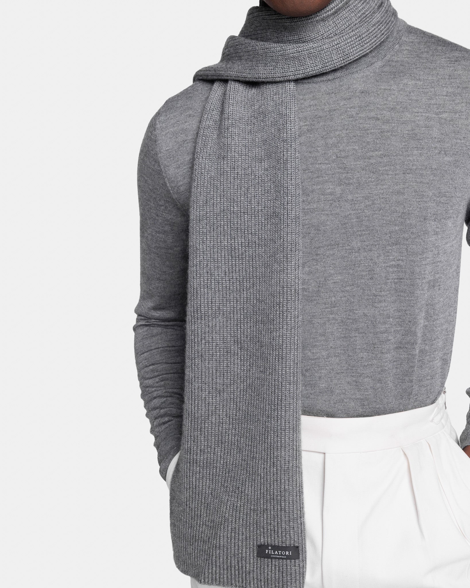 Sciarpa tinta unita Grigio Carbone Cashmere Seta | Filatori